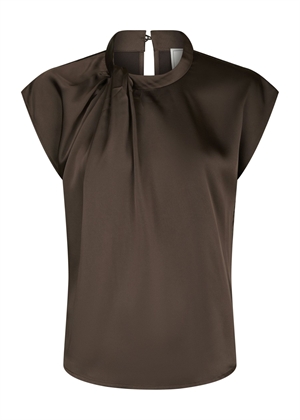 Fleur drapy satin bluse Dark Brown Neo Noir 